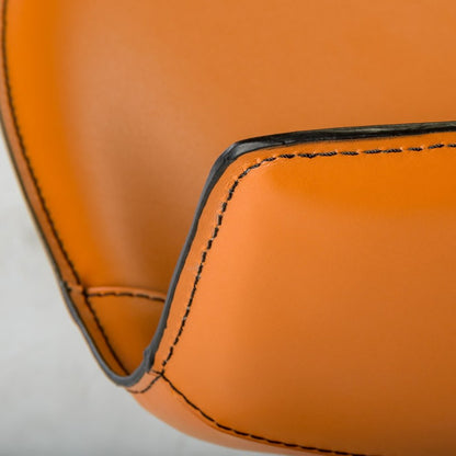 Terra Cotta And Silver Faux Leather And Steel Low Back Bar Height Swivel Bar Chair HomeRoots