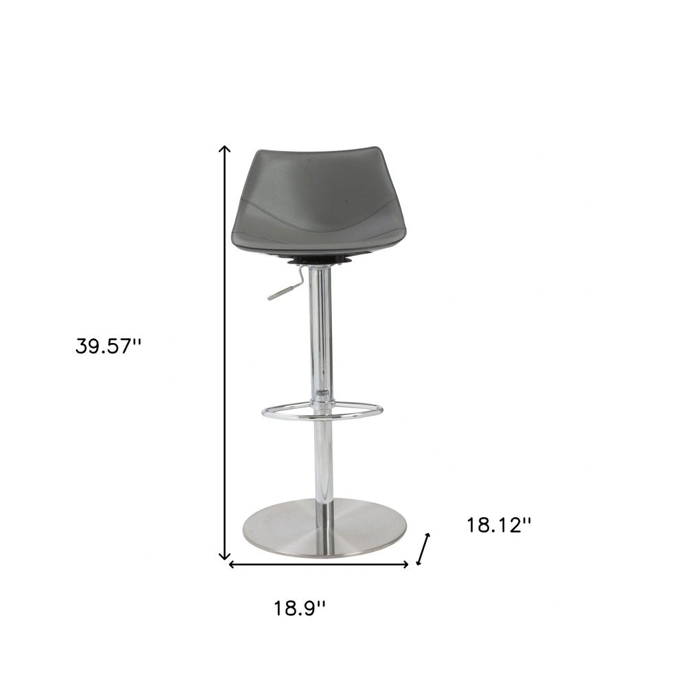 Gray And Silver Steel Low Back Bar Height Swivel Bar Chair HomeRoots
