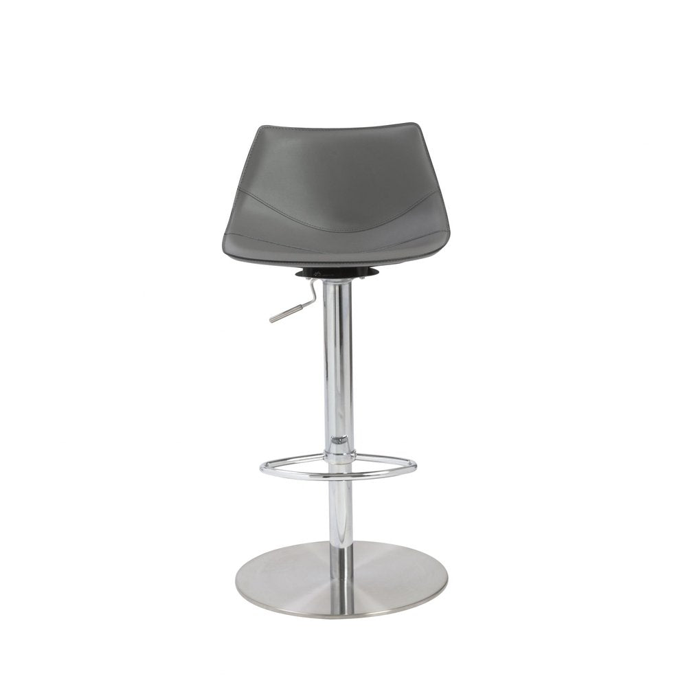 Gray And Silver Steel Low Back Bar Height Swivel Bar Chair HomeRoots