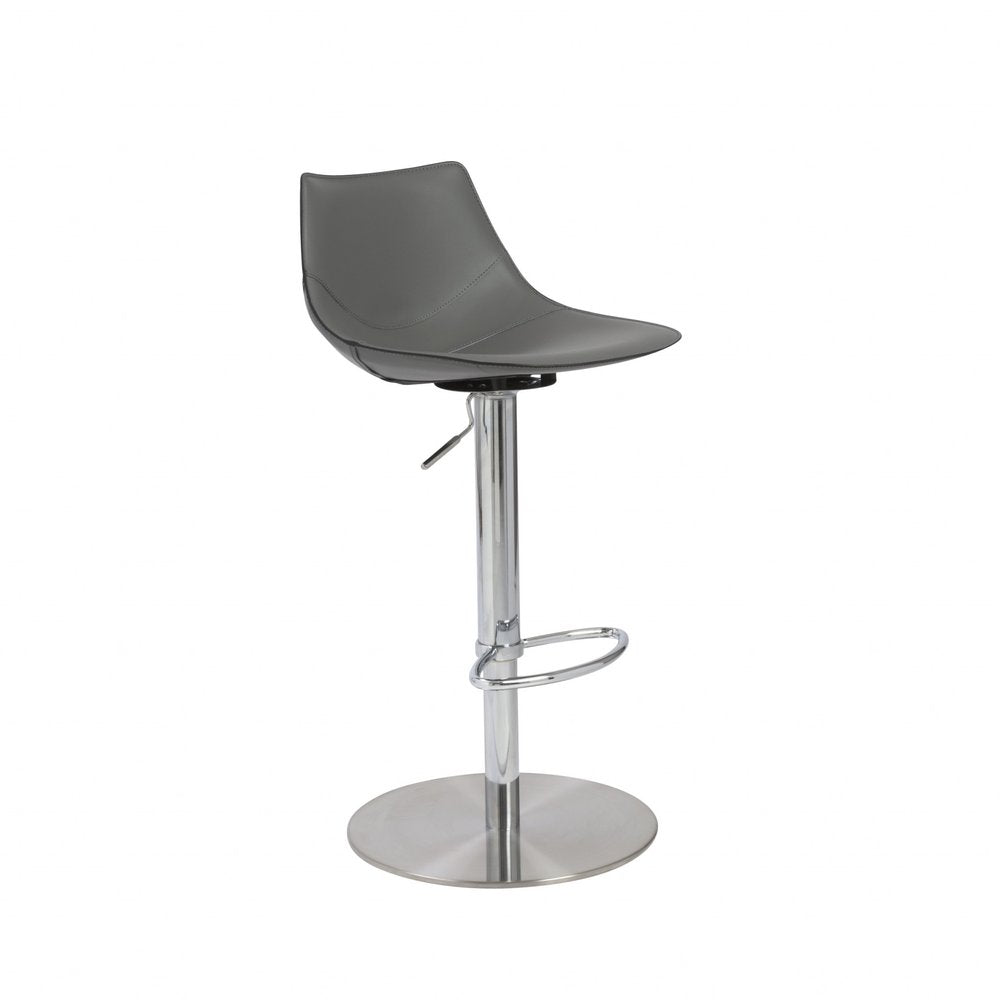 Gray And Silver Steel Low Back Bar Height Swivel Bar Chair HomeRoots