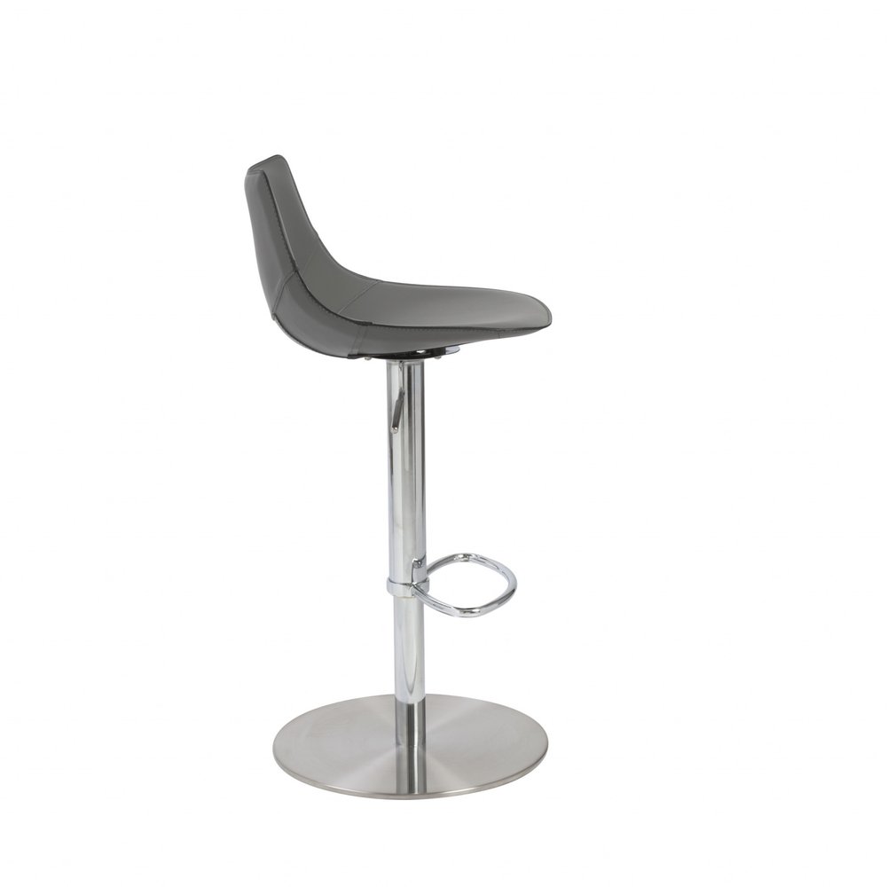 Gray And Silver Steel Low Back Bar Height Swivel Bar Chair HomeRoots