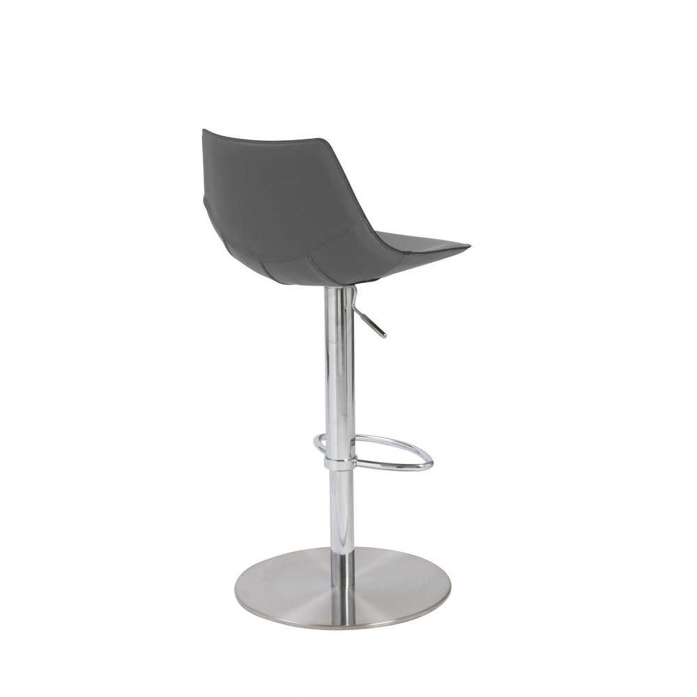 Gray And Silver Steel Low Back Bar Height Swivel Bar Chair HomeRoots