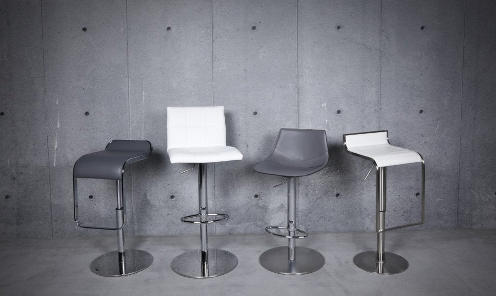 Gray And Silver Steel Low Back Bar Height Swivel Bar Chair HomeRoots