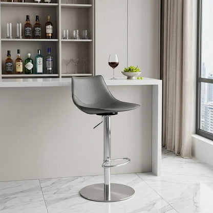 Gray And Silver Steel Low Back Bar Height Swivel Bar Chair HomeRoots