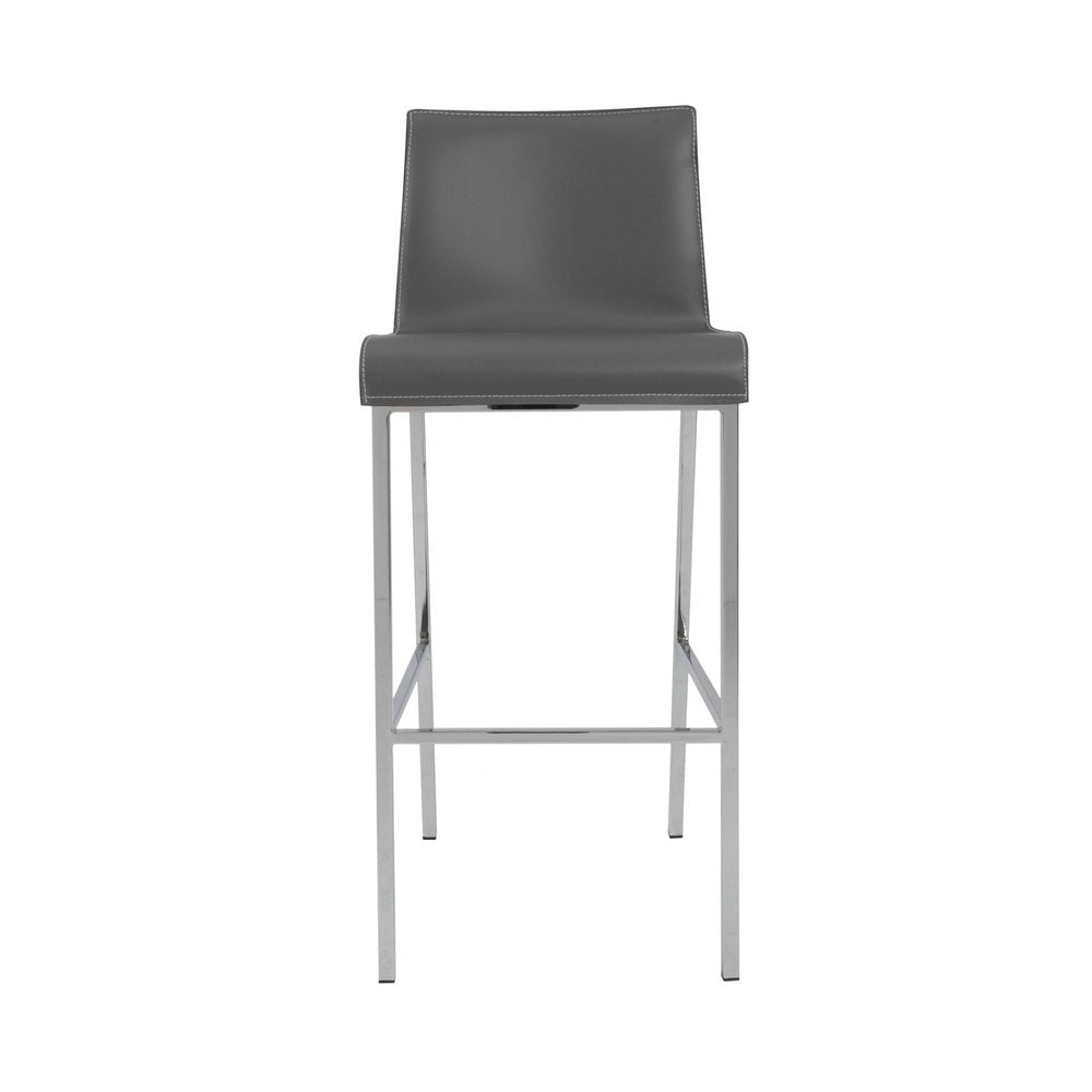 Set of Two 31" Gray And Silver Steel Low Back Bar Height Bar Chairs HomeRoots