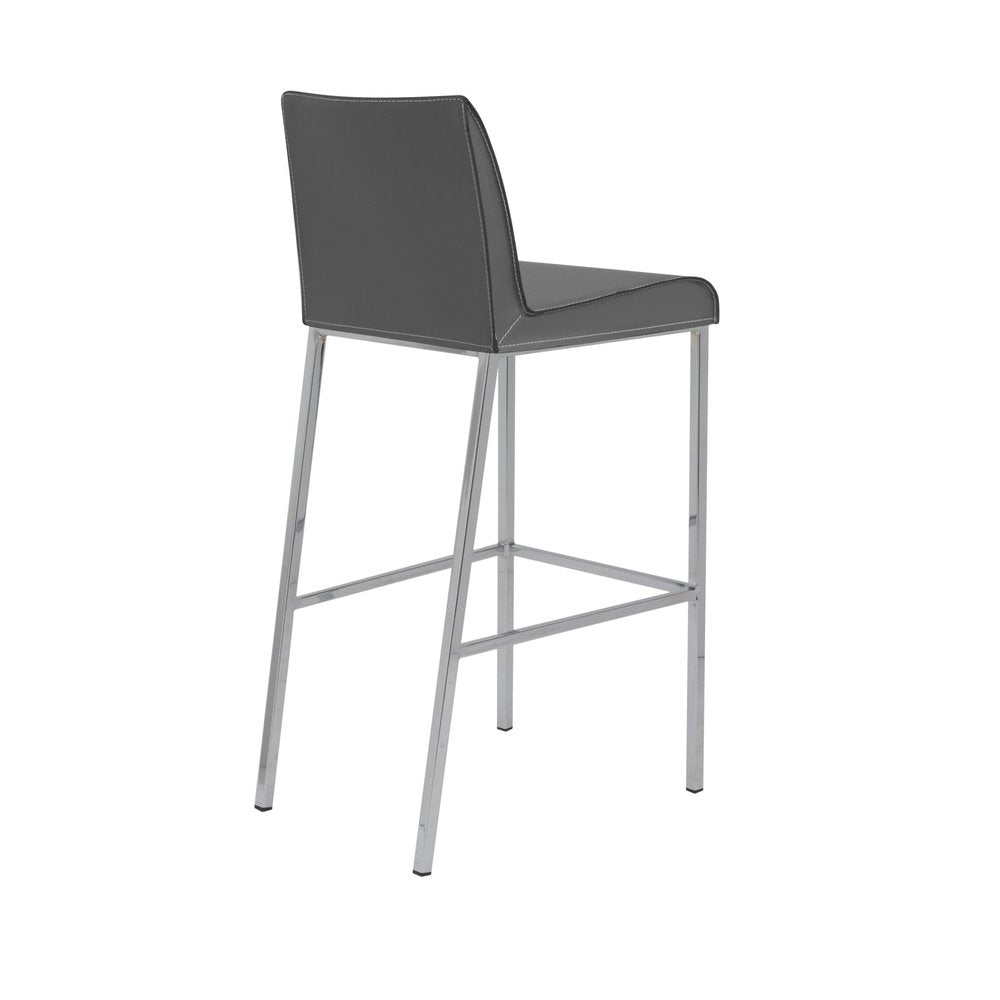 Set of Two 31" Gray And Silver Steel Low Back Bar Height Bar Chairs HomeRoots