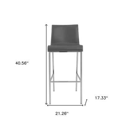 Set of Two 31" Gray And Silver Steel Low Back Bar Height Bar Chairs HomeRoots