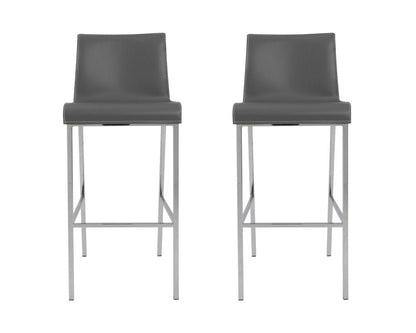 Set of Two 31" Gray And Silver Steel Low Back Bar Height Bar Chairs HomeRoots
