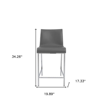 Set of Two 24" Gray And Silver Steel Low Back Counter Height Bar Chairs HomeRoots