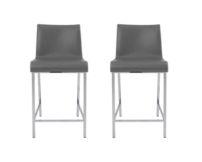 Set of Two 24" Gray And Silver Steel Low Back Counter Height Bar Chairs HomeRoots