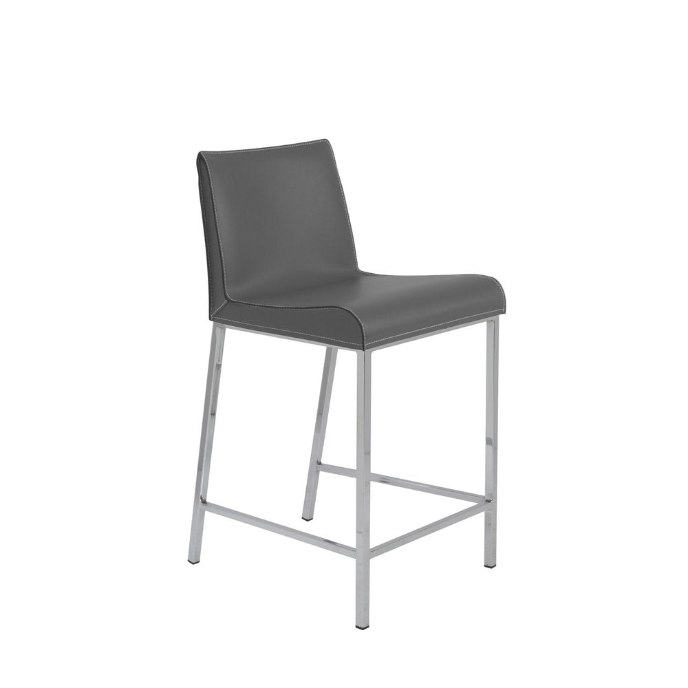 Set of Two 24" Gray And Silver Steel Low Back Counter Height Bar Chairs HomeRoots