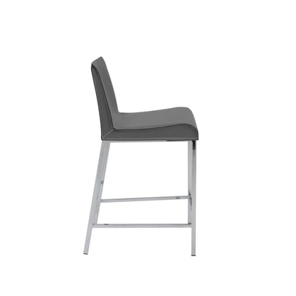 Set of Two 24" Gray And Silver Steel Low Back Counter Height Bar Chairs HomeRoots