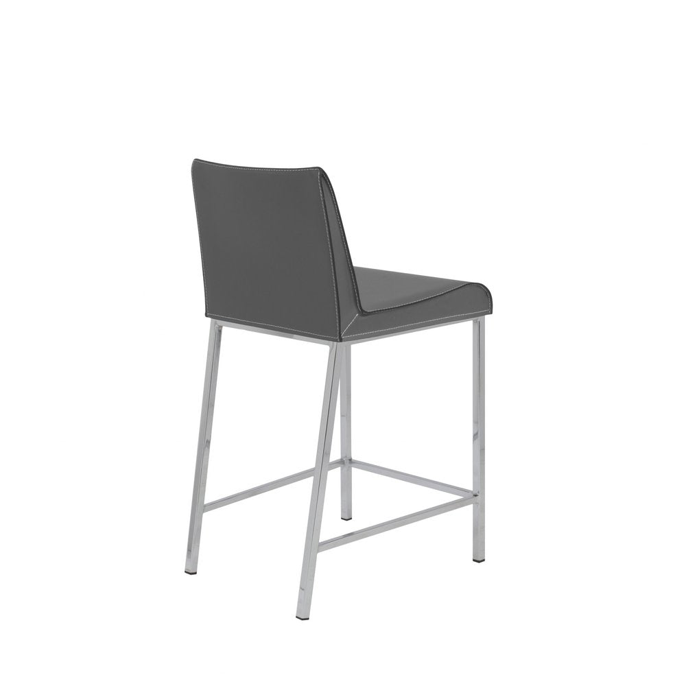Set of Two 24" Gray And Silver Steel Low Back Counter Height Bar Chairs HomeRoots