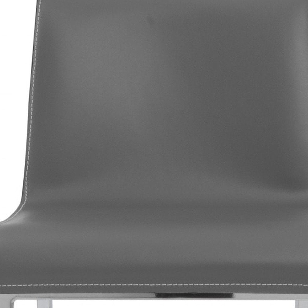 Set of Two 24" Gray And Silver Steel Low Back Counter Height Bar Chairs HomeRoots