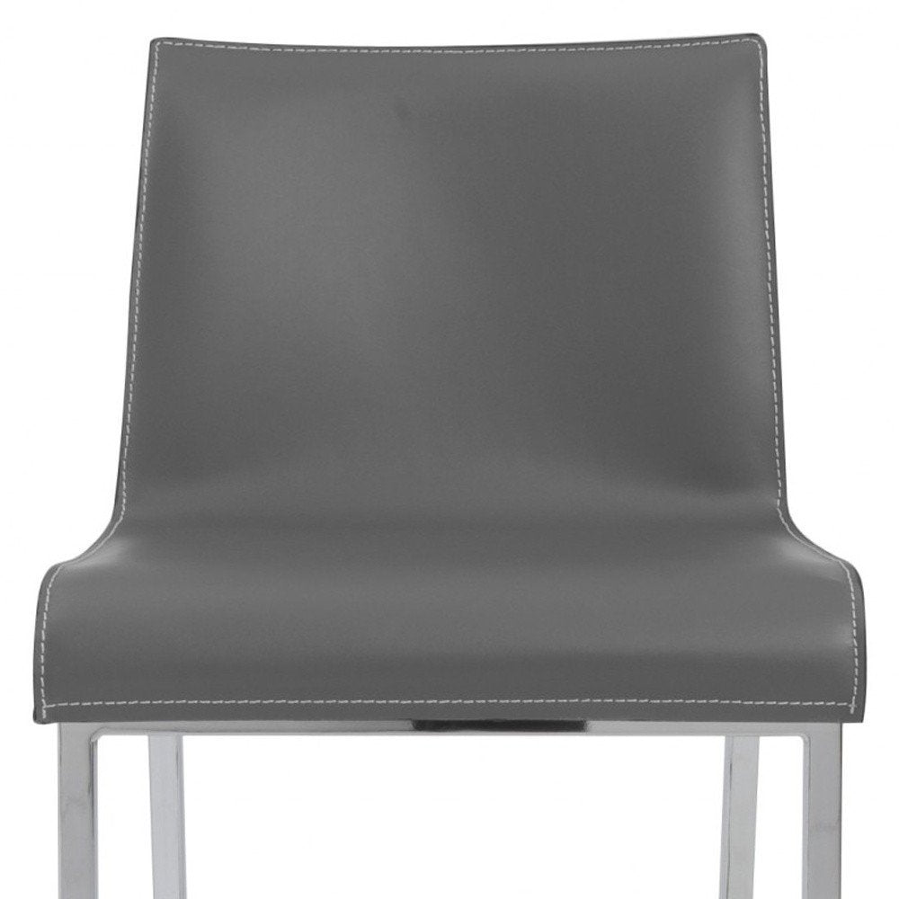 Set of Two 24" Gray And Silver Steel Low Back Counter Height Bar Chairs HomeRoots