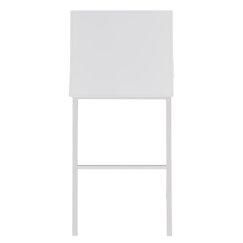 Set of Two 24" White And Silver Steel Low Back Counter Height Bar Chairs HomeRoots