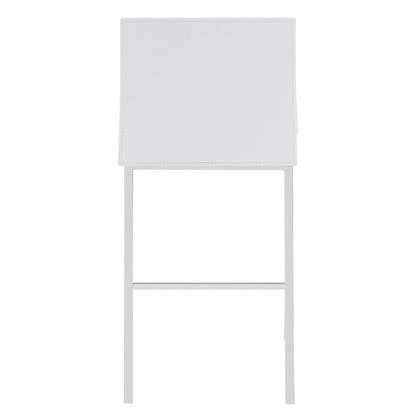 Set of Two 24" White And Silver Steel Low Back Counter Height Bar Chairs HomeRoots