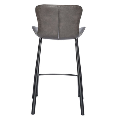 Set of Two 26" Gray And Black Faux Leather And Steel Low Back Counter Height Bar Chairs HomeRoots