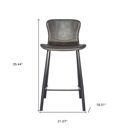 Set of Two 26" Gray And Black Steel Low Back Counter Height Bar Chairs HomeRoots