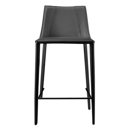 26" Black Faux Leather And Steel Low Back Counter Height Bar Chair HomeRoots