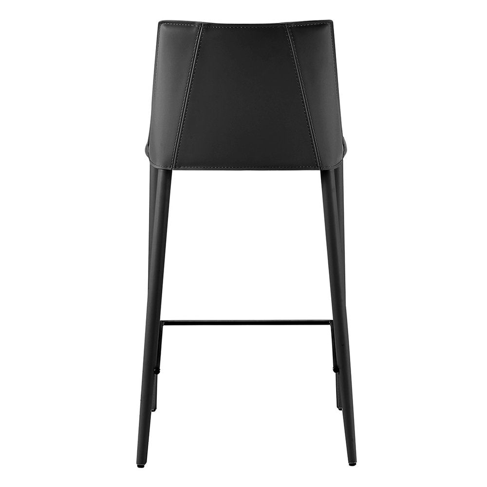 26" Black Faux Leather And Steel Low Back Counter Height Bar Chair HomeRoots