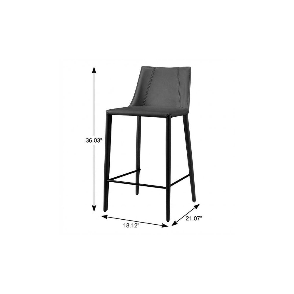 26" Black Faux Leather And Steel Low Back Counter Height Bar Chair HomeRoots