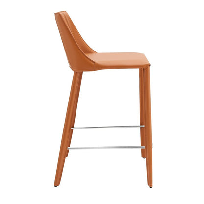 26" Terra Cotta Faux Leather And Faux Leather And Steel Low Back Counter Height Bar Chair HomeRoots