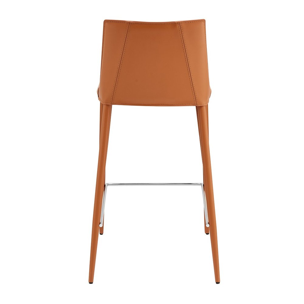 26" Terra Cotta Faux Leather And Faux Leather And Steel Low Back Counter Height Bar Chair HomeRoots