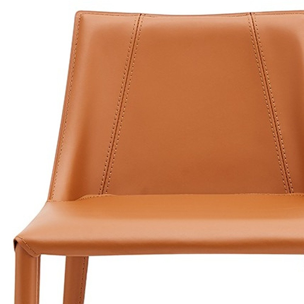 26" Terra Cotta Faux Leather And Faux Leather And Steel Low Back Counter Height Bar Chair HomeRoots