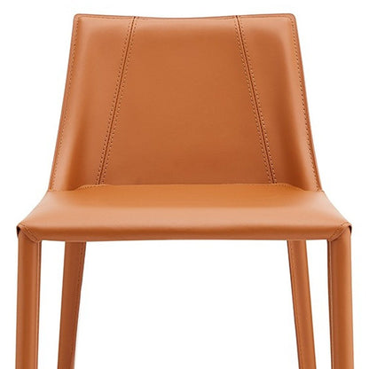 26" Terra Cotta Faux Leather And Faux Leather And Steel Low Back Counter Height Bar Chair HomeRoots