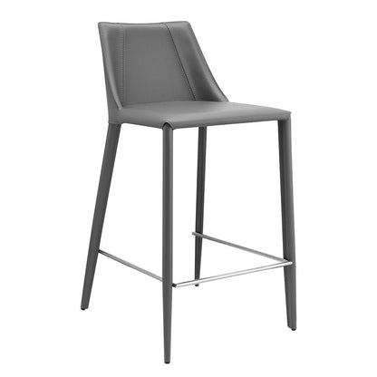 26" Gray Faux Leather And Steel Low Back Counter Height Bar Chair HomeRoots