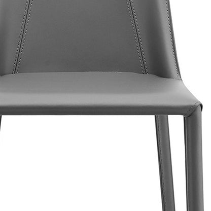26" Gray Faux Leather And Steel Low Back Counter Height Bar Chair HomeRoots