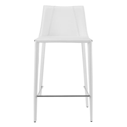 26" White Faux Leather And Steel Low Back Counter Height Bar Chair HomeRoots