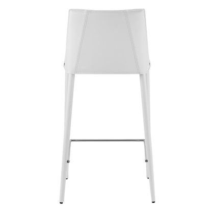 26" White Faux Leather And Steel Low Back Counter Height Bar Chair HomeRoots
