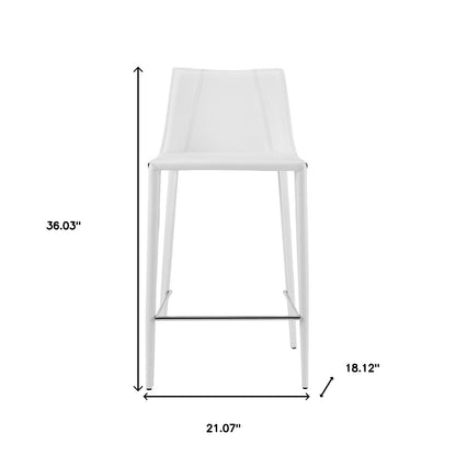 26" White Steel Low Back Counter Height Bar Chair