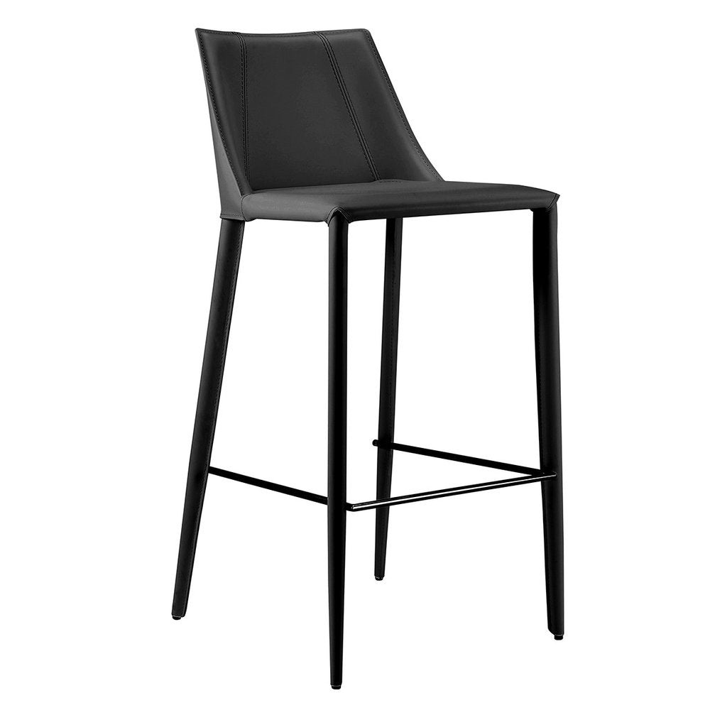 30" Black Steel Low Back Bar Height Bar Chair HomeRoots