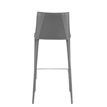 30" Gray Faux Leather And Steel Low Back Bar Height Bar Chair HomeRoots