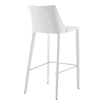 30" White Faux Leather And Steel Low Back Bar Height Bar Chair HomeRoots