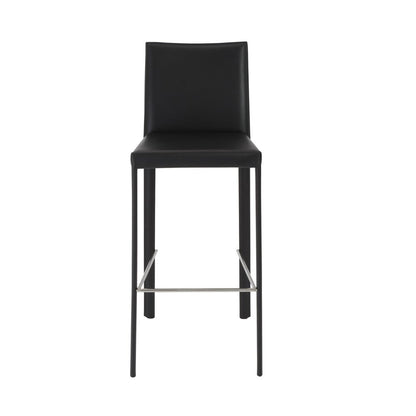 Set of Two 30" Black Faux Leather And Steel Bar Height Bar Chairs HomeRoots