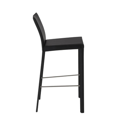 Set of Two 30" Black Faux Leather And Steel Bar Height Bar Chairs HomeRoots