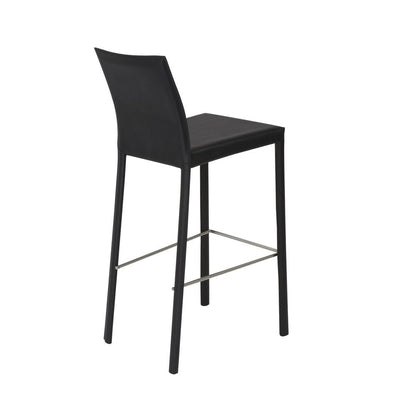 Set of Two 30" Black Faux Leather And Steel Bar Height Bar Chairs HomeRoots