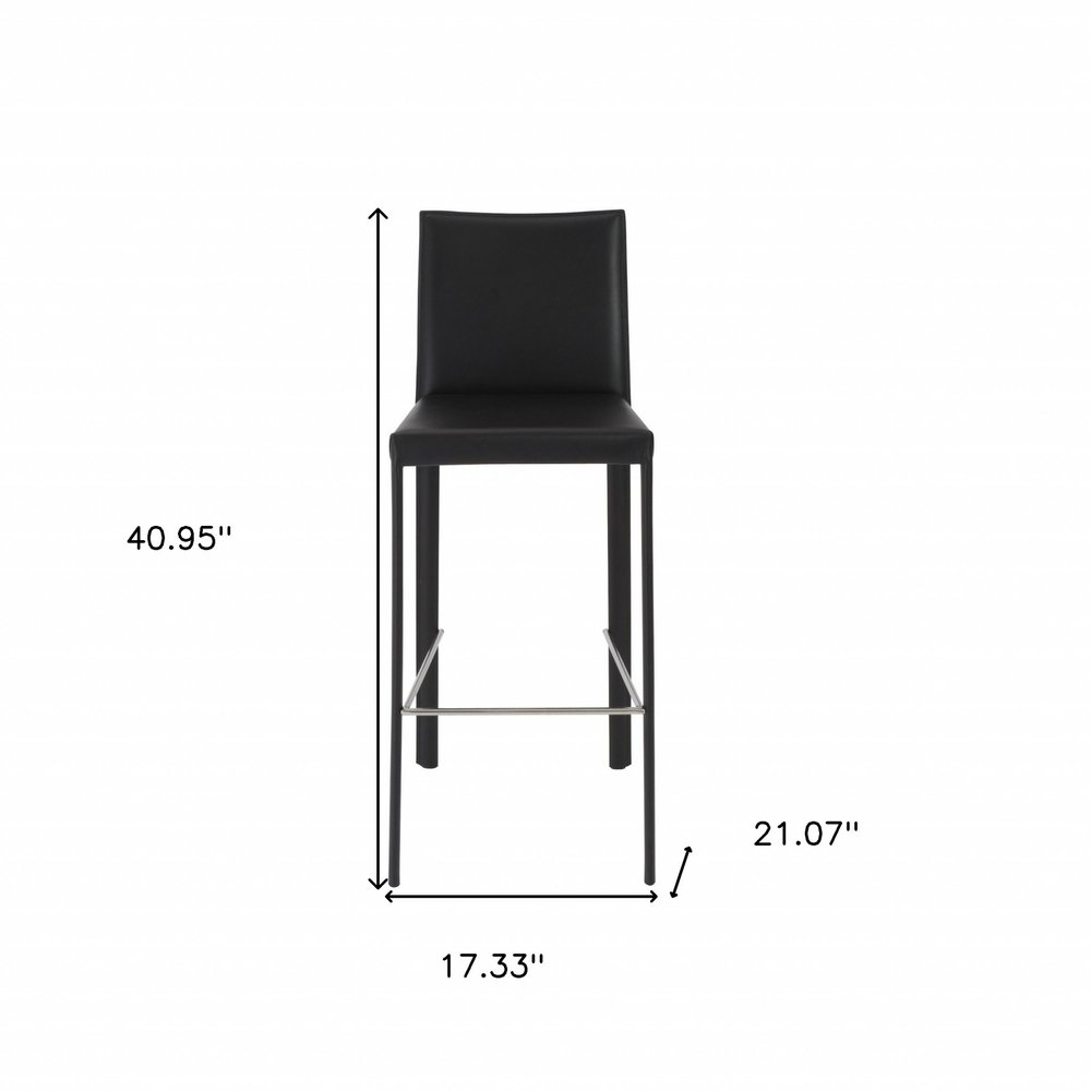 Set of Two 30" Black Faux Leather And Steel Bar Height Bar Chairs HomeRoots