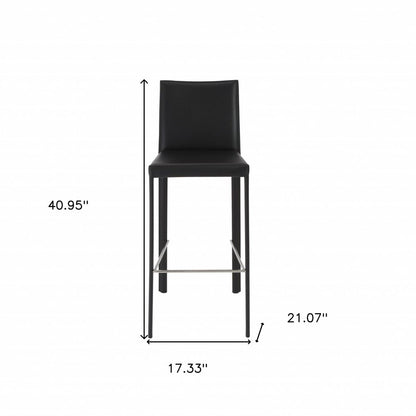 Set of Two 30" Black Faux Leather And Steel Bar Height Bar Chairs HomeRoots