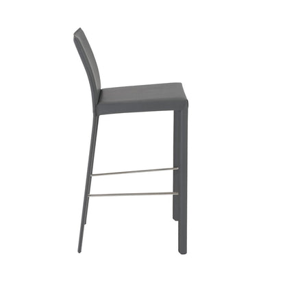 Set of Two 30" Gray Faux Leather and Steel Bar Height Bar Chairs HomeRoots