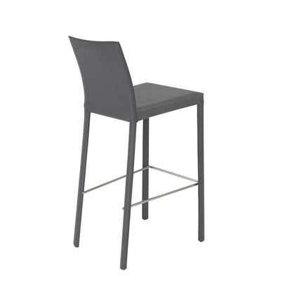 Set of Two 30" Gray Faux Leather And Steel Bar Height Bar Chairs HomeRoots