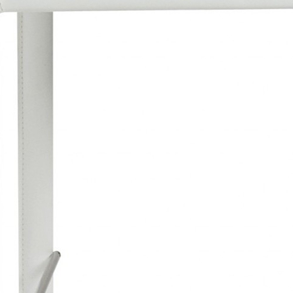 Set of Two 30" White Faux Leather And Steel Low Back Bar Height Bar Chairs HomeRoots