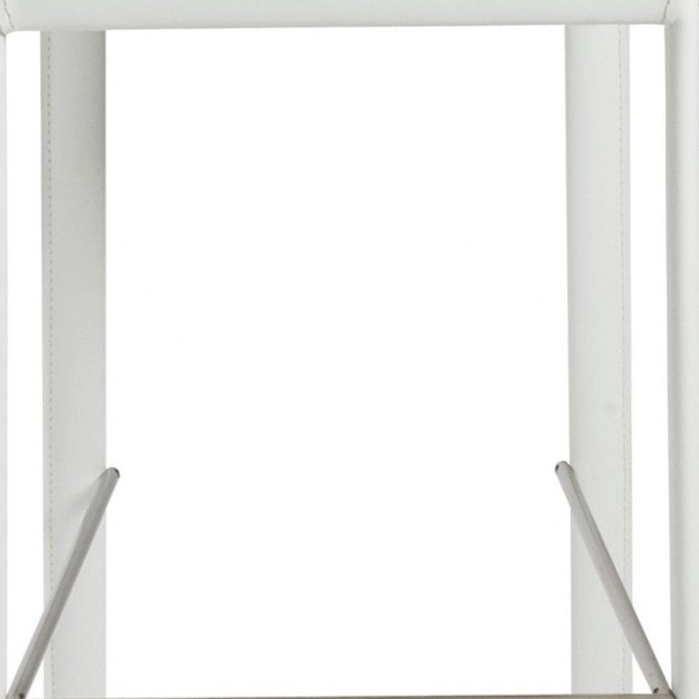 Set of Two 30" White Faux Leather And Steel Low Back Bar Height Bar Chairs HomeRoots