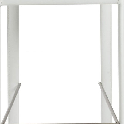 Set of Two 30" White Faux Leather And Steel Low Back Bar Height Bar Chairs HomeRoots