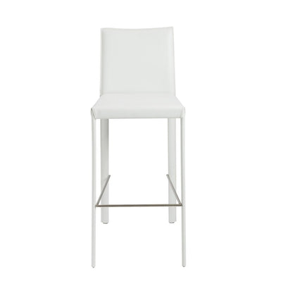 Set of Two 30" White Faux Leather And Steel Low Back Bar Height Bar Chairs HomeRoots