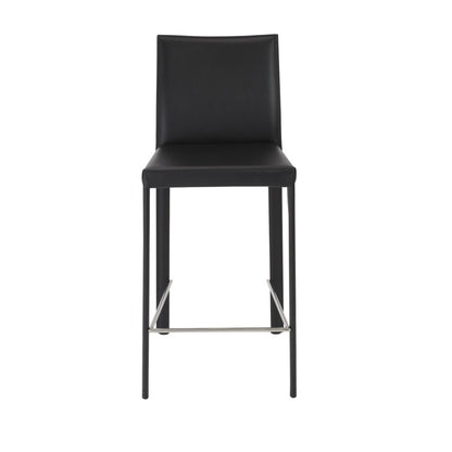 Set of Two 26" Black Faux Leather And Steel Low Back Counter Height Bar Chairs HomeRoots